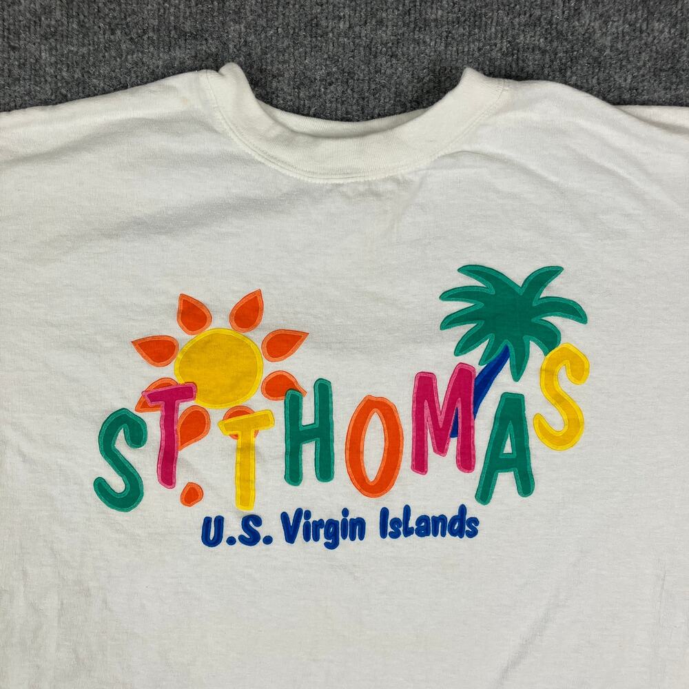 Paradise‎ T-Shirt Mens XXL White St Thomas U.S. Virgin Islands Souvenir Tee